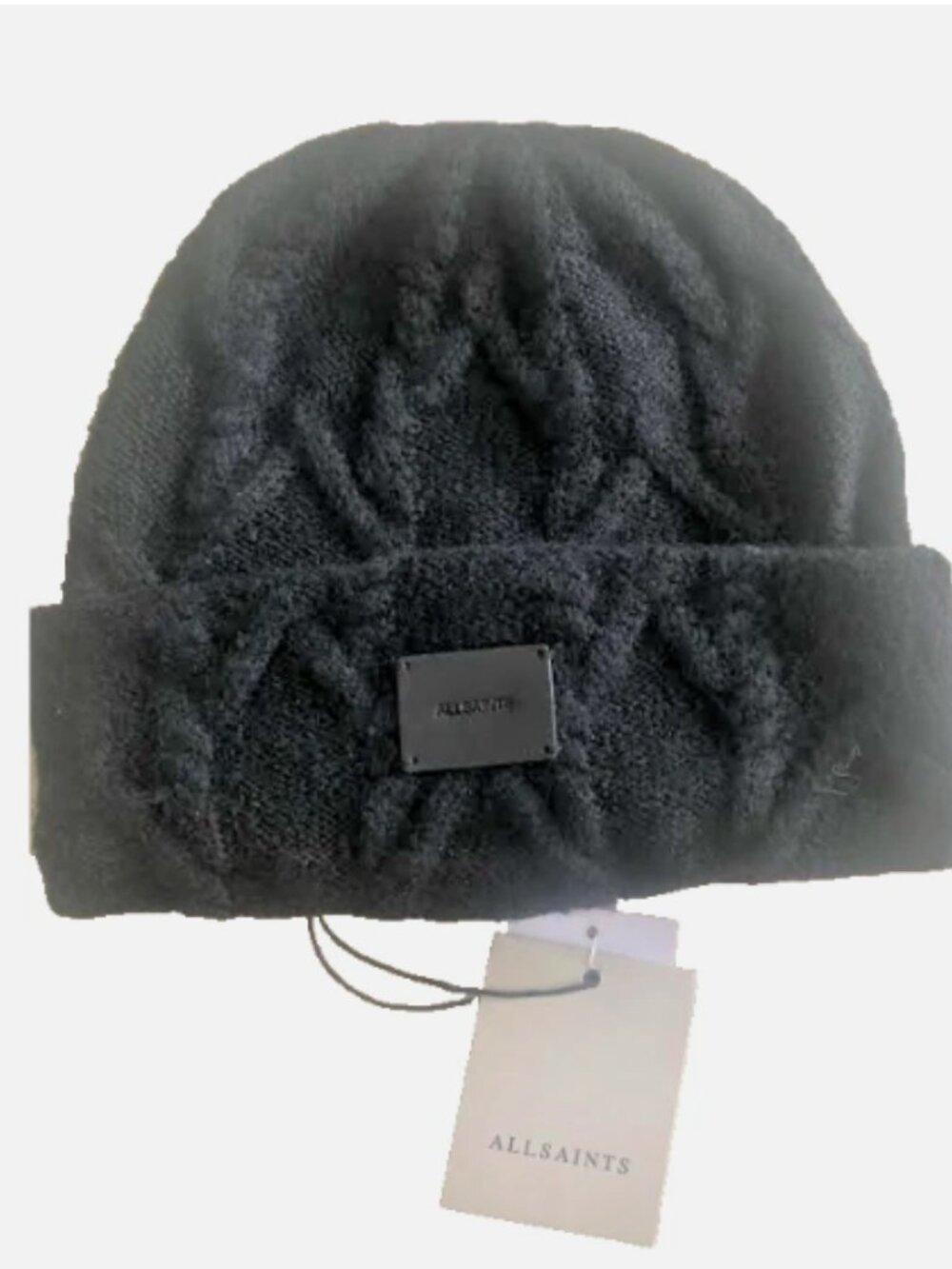 AllSaints Cable Knit Beanie Black